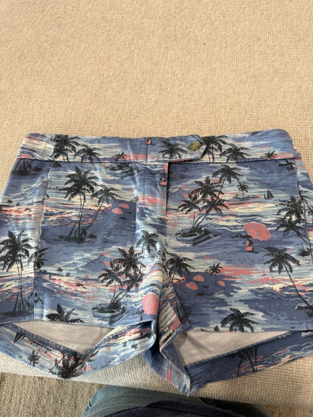 J. Crew Blue Tropical-Print Denim Shorts